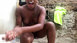 Negra Baiana Taking A Bucket Bath In The Backyard?