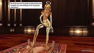 Angel teases with bootjob and blowjob