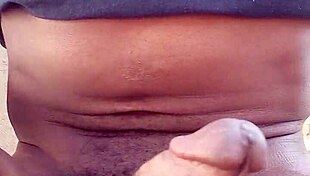 Horny amateur outwiring an outdoor handjob and a big black cock