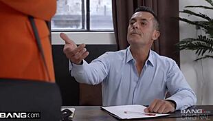 brunette babe natalie seduces interviewer for a bang surprise 😏