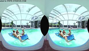 Foursome Action with Big Tits by the Poolside