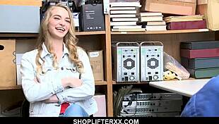 Steamy store security encounter caught stealing blonde teen