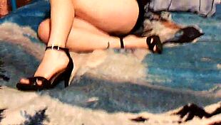 sexy wife in skirt and heels masturbates alone at home in homemade video