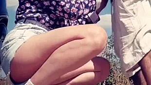 After Licking His Cock He Sprayed Her Lips With Cum!