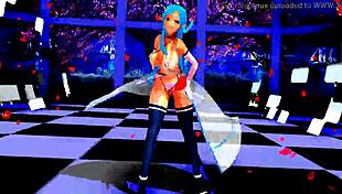 half-naked girl dancing in hentai anime world