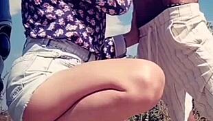 After Licking His Cock He Sprayed Her Lips With Cum!