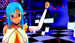 half-naked girl dancing in hentai anime world