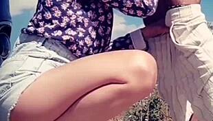 After Licking His Cock He Sprayed Her Lips With Cum!