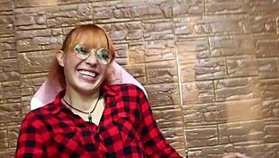 petite teen luna chats about her blowjob at porn casting on the sofa