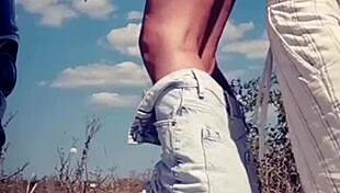 After Licking His Cock He Sprayed Her Lips With Cum!