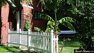 Glam beauty gets intensely drilled and creamed outdoors