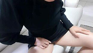 latina babe feels sexier without panties, showing off big tits and monster cock