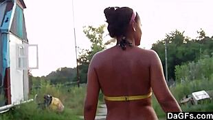 girlfriend boldly teases boyfriend in bikini flashing