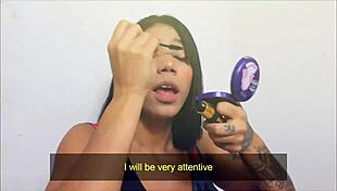 Three horny girls take one big cock in hardcore group.