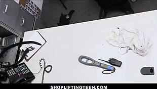 Will cute petite blonde teen shoplifter Lana Small fuck security guard's monster cock to avoid charges?