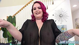 Charming Bbw Scarlet Peach Plugs Asshole While Toying Muff