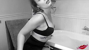 vintage babe deepthroats toys in the pool tub for retro pov fun.