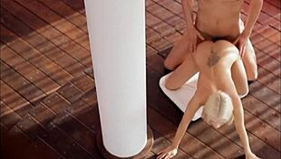 thin beautiful blonde fucked on a pole, softcore anal and assfucking