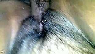 Fat pussy lips stretch wide as they take an 8-inch cock deep inside with detailed action.