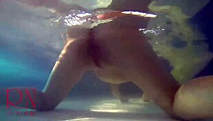 Goddess housewife performs underwater pussy show with mermaid fingering masturbation