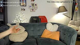 Teen babe toys her pussy to loud screaming orgasm