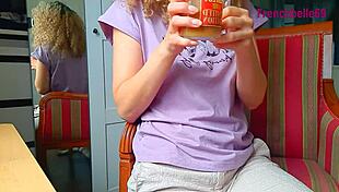 Horny Milf Teases Her Hairy Pussy Close Up