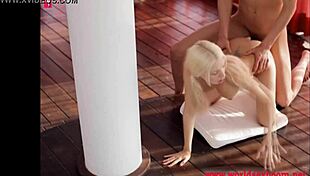 thin beautiful blonde fucked on a pole, softcore anal and assfucking