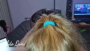 sexy black lingerie pov blowjob with horny husband