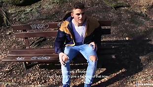 Outside gay twink fucks hard by amateur