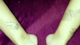 waking cousin with dick on feet excites her to masturbate me until cum on feet