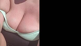 Pinky pussy topless on a public beach with big ass