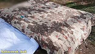 wife in stockings gives oral before fucking lover outdoors