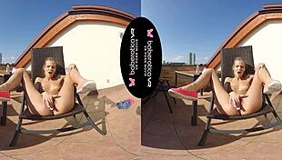 solo girl sarah kay masturbates and moans in vr