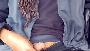 Sexy black milf teases daddy with blowjob in car