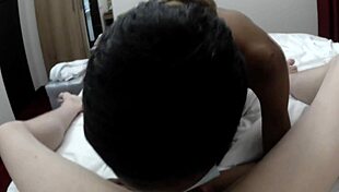 Skinny Ebony Teen Feels Intense Pleasure in POV Blowjob