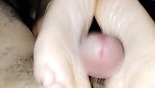 waking cousin with dick on feet excites her to masturbate me until cum on feet