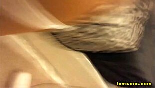 Eighteen year old babe on webcam sucks big tits and gets ass creampie