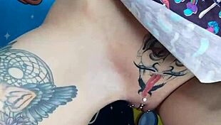Nastya Fox gives herself a hand with dildo and phallus, rubbing her clitoris and nipples