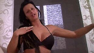 BUSTY BRUNETTE GERMAN MILF MASTURBATES her PIERCED PUSSY!