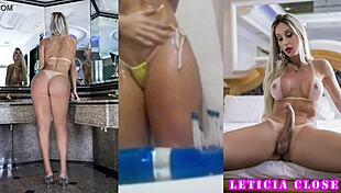Leticia, the blonde transsexual, tempts you on screen