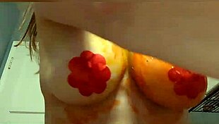 dirty painting on big natural tits