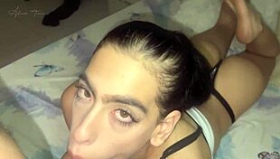 My step sister loses bet with me and ends up sucking my dick in horny colombian pov