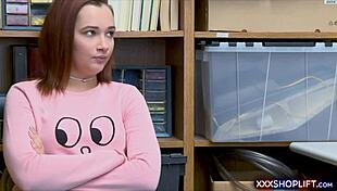 why did the cute redhead shoplifter get punished with doggy fucking?