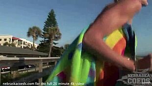 Pretty blonde Florida teen with tiny tits loves posing naked outdoors, especially at the beach