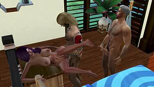my cuckold sims get wild in 3some group action 😈