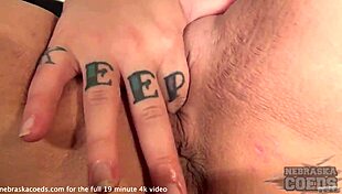 Local Des Moines stripper Harley does her first casting couch masturbation on the sofa.