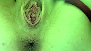 Close-up view of pussy and anal with bouncing big tits
