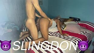 Ebony teen bent over for homemade pov cock pounding