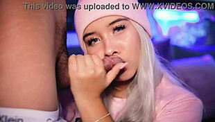 i call my cute blonde classmate over to play with his cock, leading to blowjob and deepthroat