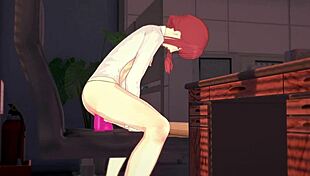 makima rides dildo then gets cum from futanari babe